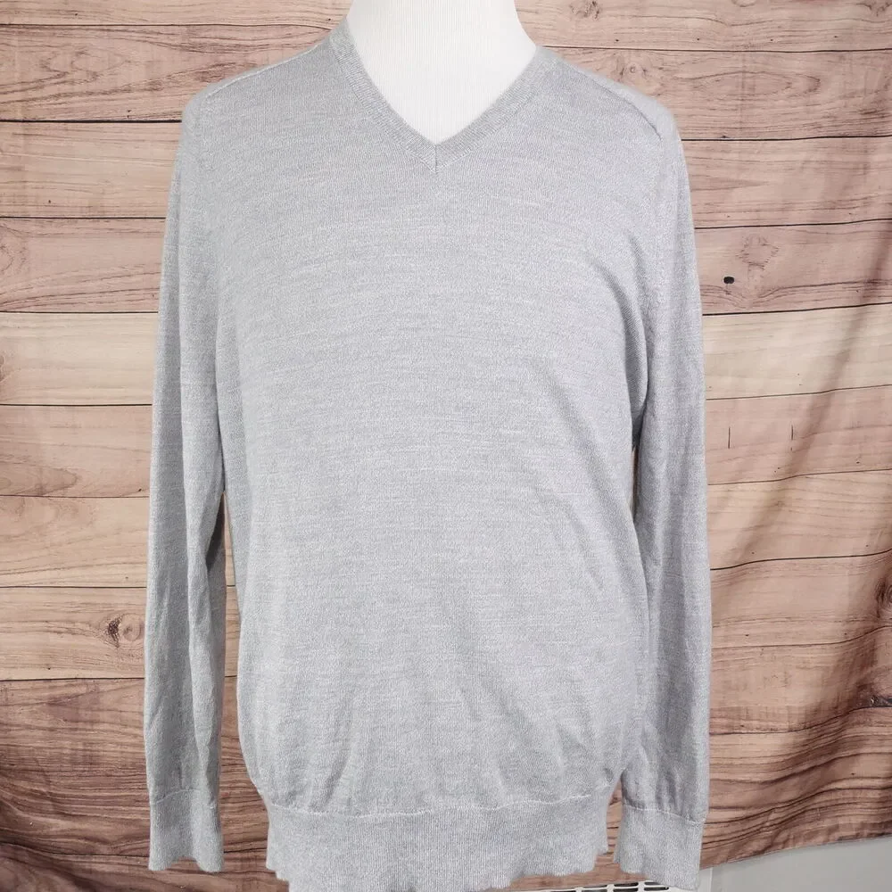 BANANA REPUBLIC EASY CARE ITALIAN MERINO WOOL LIGHTWEIGHT V-NECK SWEATER MENS XL